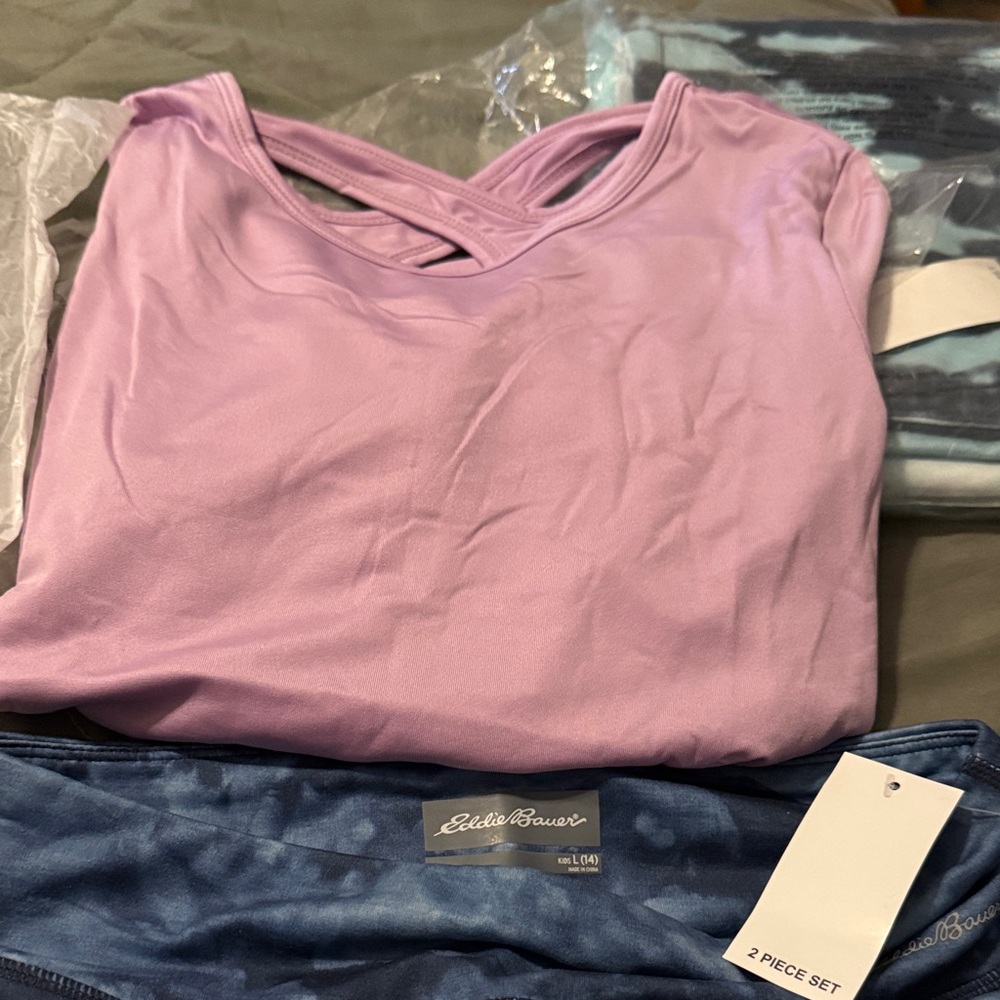 Eddie Bauer Lavender Top and Navy Bottom Set for Girls
